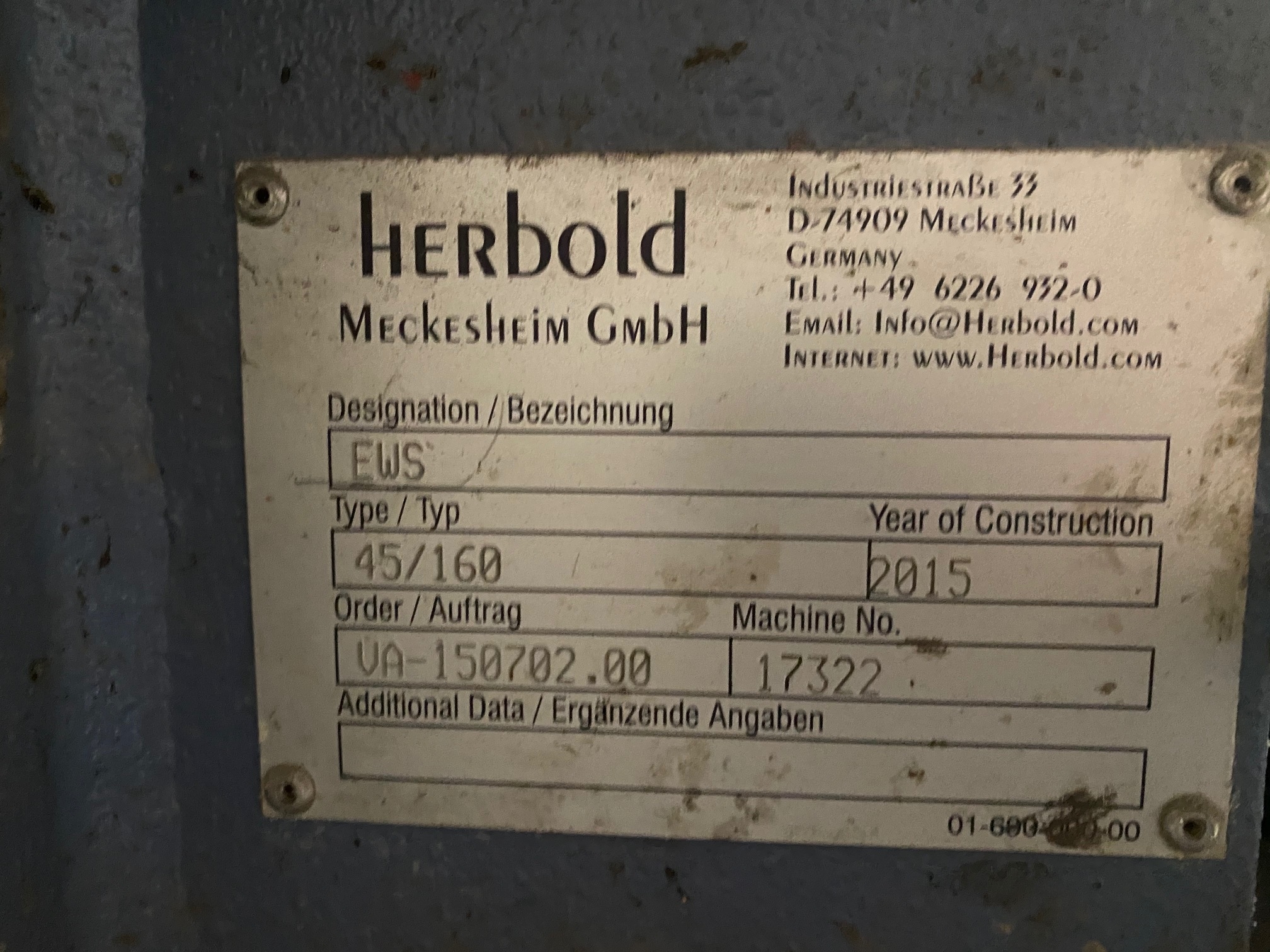 Шредер Herbold 45/160 бу